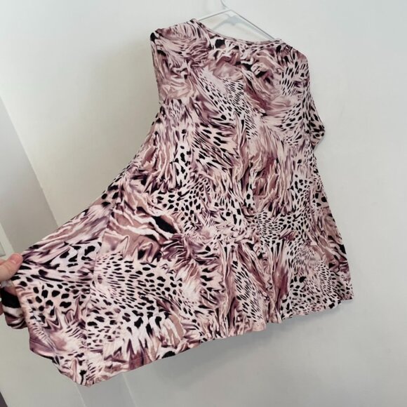 JENNIFER LOPEZ Plus Size Strappy Asymmetrical Top Mauve Purple ish Animal Print - Picture 16 of 16